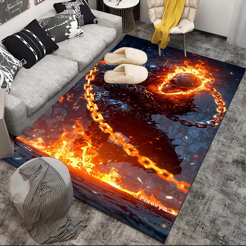 Ghost-Rider On Fire Area Rug Suitable for Indoor And Outdoor,Carpets for Kitchens, Homes, Offices, Living Rooms,Home Decor,Christmas Gift
