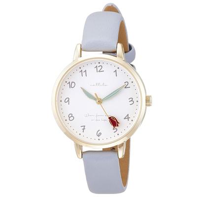 Fieldwork GY039P-1 Women's Analog Watch with Floral Motif and Leather Strap, Blue