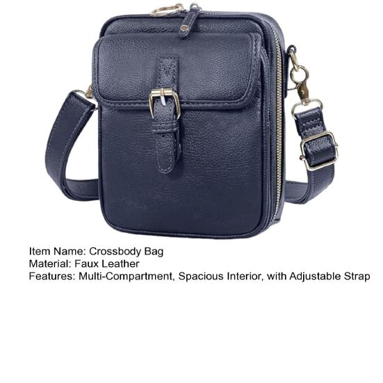 Women Travel Crossbody Bag Faux Leather Shoulder Bag with Adjustable Strap Messenger Bag Crossbody Purse for Cellphone Cards Keys