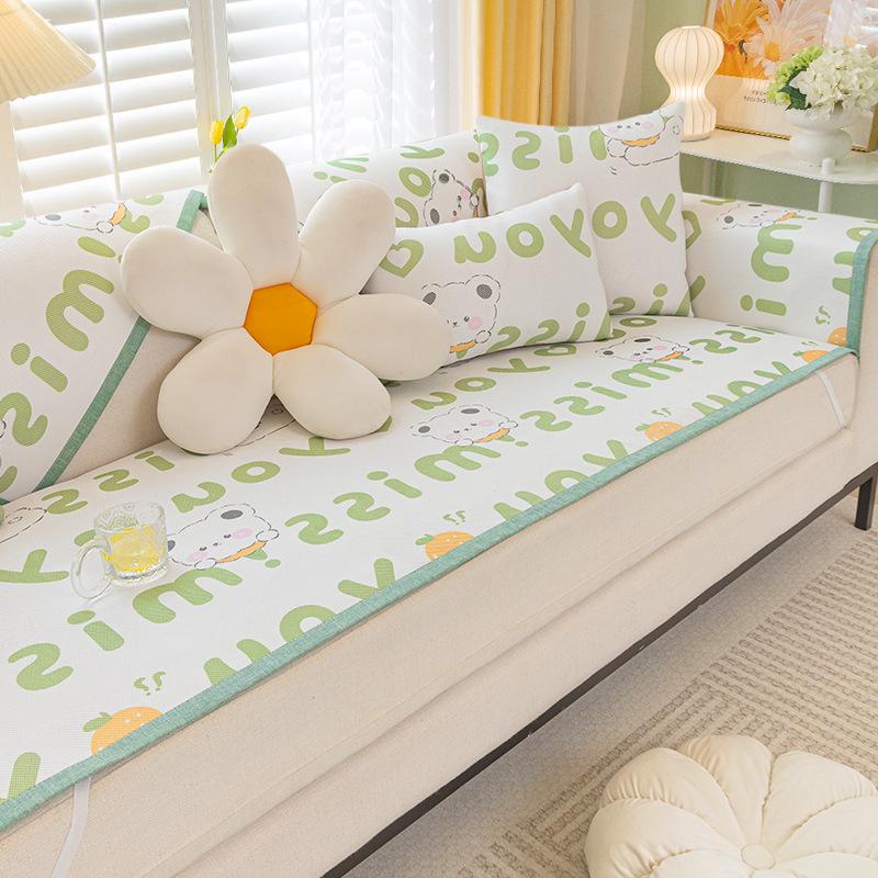 Cartoon Ice Rattan Sofa Cushion Cool Mat Cool Cushion Ice Silk Mat Washable Summer Sofa Cover Cover Cushion Cover Cloth Towel Mat