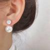 Korean White Imitation Pearls Two Bead Dangle Earrings Sweet Drop Earrings Fashion Women Jewelry Accessories Wholesale