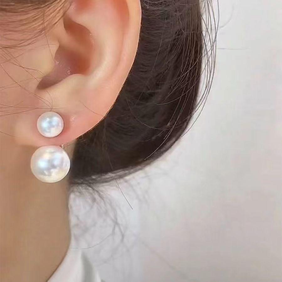 Korean White Imitation Pearls Two Bead Dangle Earrings Sweet Drop Earrings Fashion Women Jewelry Accessories Wholesale