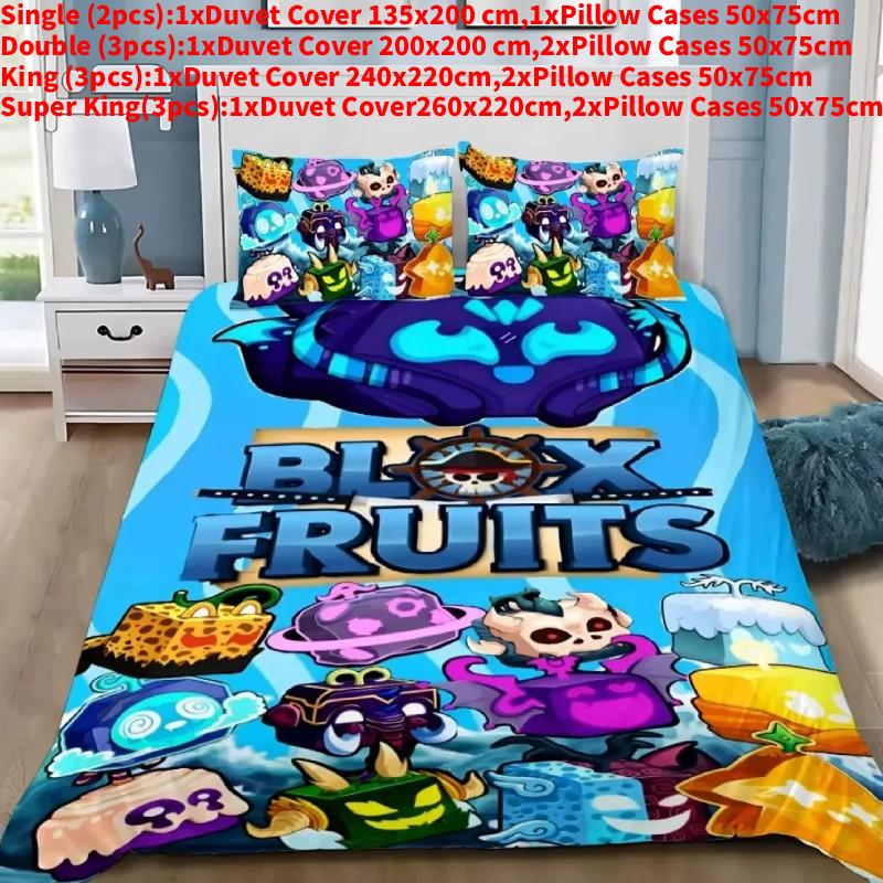 

Blox B Fruits Pattern Digital Print Duvet Cover Pillowcase Set Bedroom Bedding Style A,Single(135x200cm)