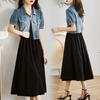 2026 Summer Retro Denim Dress & Vest Set: Casual Short-Sleeved Two-Piece Fashion