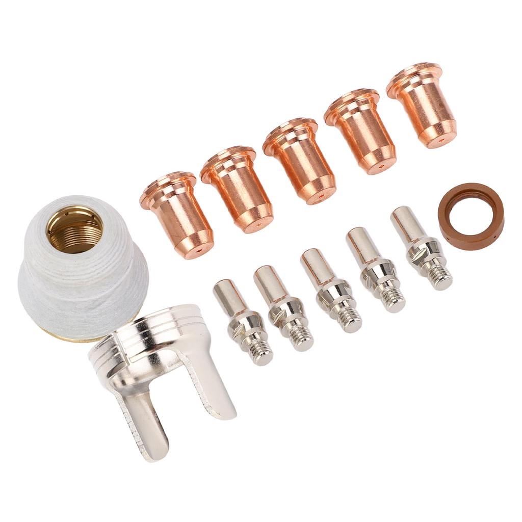 13 Pieces Plasma Cutter Consumables 1.0mm Electrodes Nozzles Swirl Ring Double Point Spacer for IPT‑60 PT‑60 IPT‑40 PT40