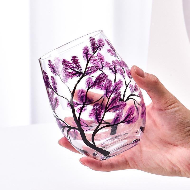 Hand-Painted European Crystal Wine Glass - Four Seasons Design for Home Decor