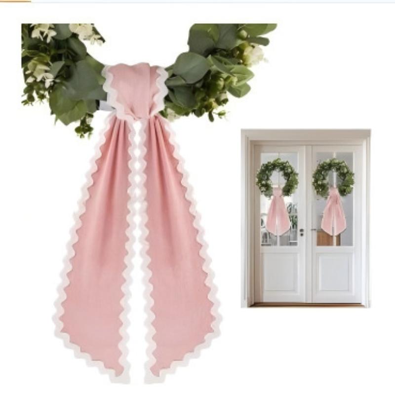 Easter Gingham Canvas Basket Bows Lovely Wreath Sashes for Baby Door Window Festival Party Ornament