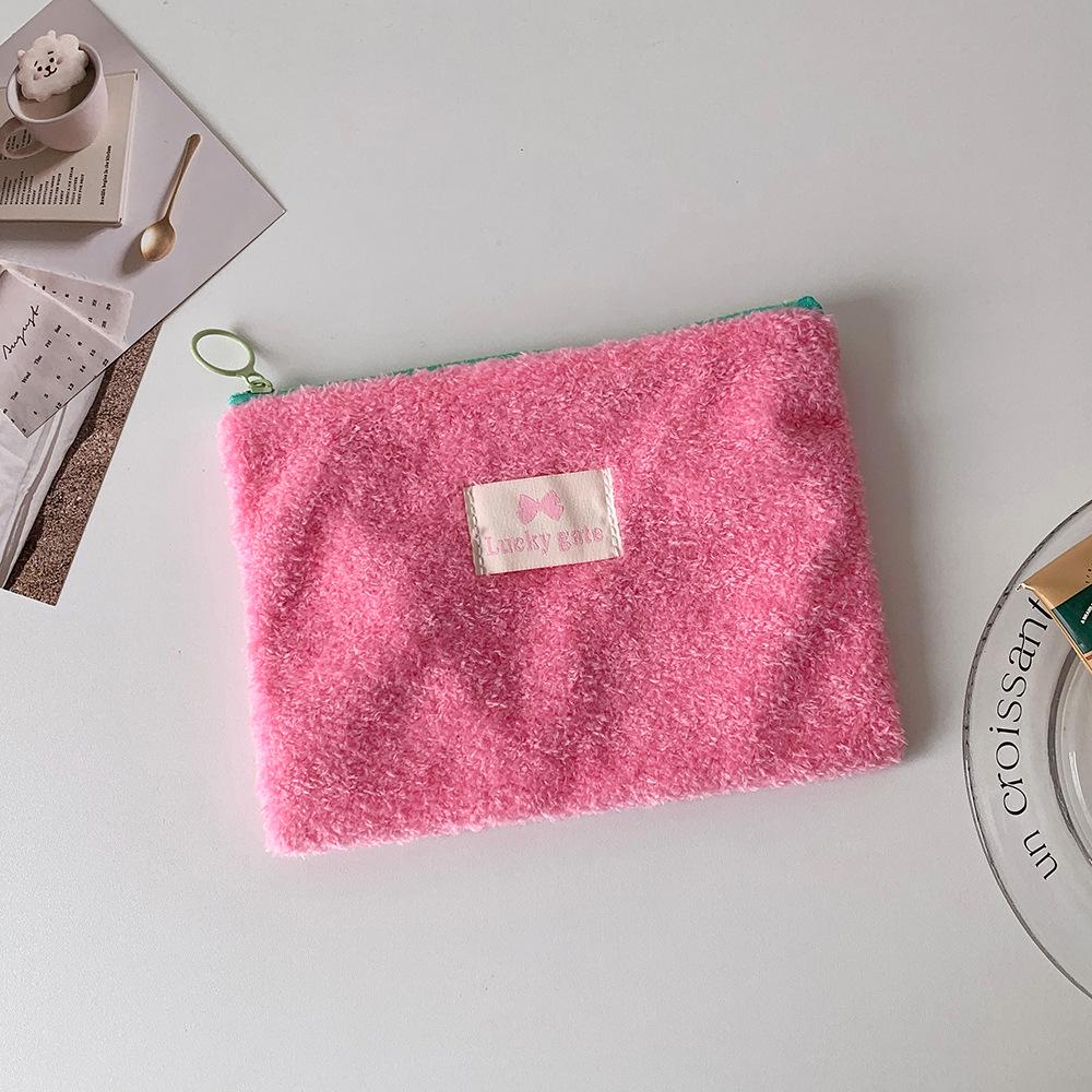 Dopamine Korean Style Plush Makeup Bag - Large Capacity Cosmetic & Accessory Organizer