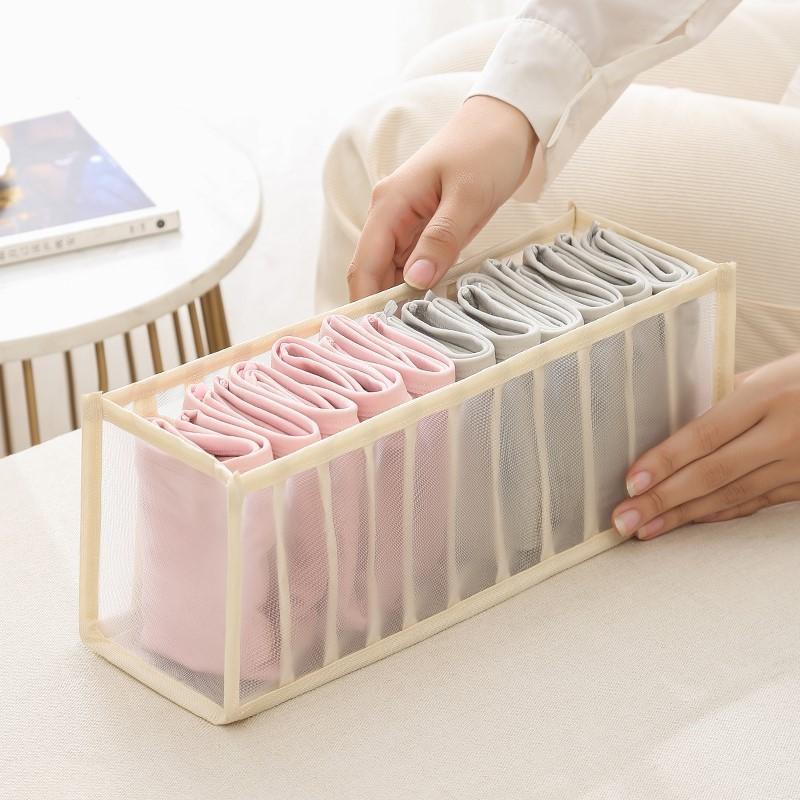 Mesh Storage Box with Divided Compartments for Underwear and Socks