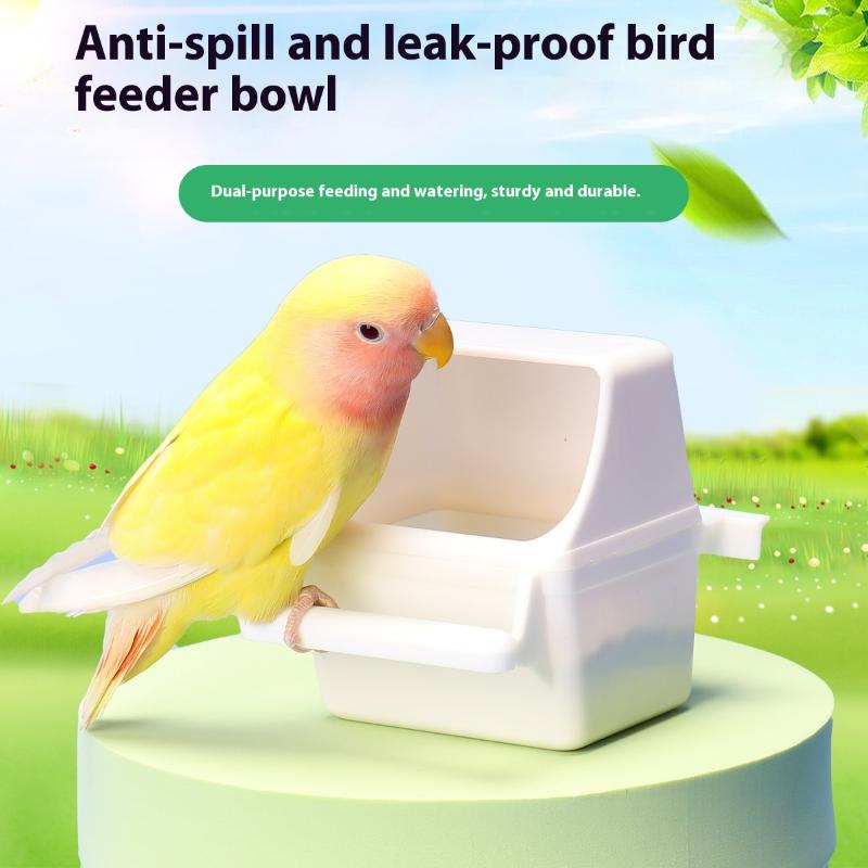 Large Capacity Bird Feeder Box Anti-Splash Bird Food Dispenser Durable Parrot Feeding Box For Small Medium Birds
