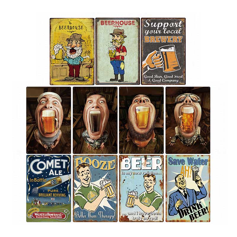 Beer Vintage Metal Tin Signs Bar Poster Pub Club Cafe Wall Decoration Retro Plaque Home Decor 20*30cm