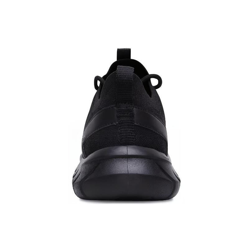 Skechers Overhaul Men Mesh Synthetic Leather Cushioned Breathable Lightweight Low Top Running Shoes Solid Black 52820-BBK