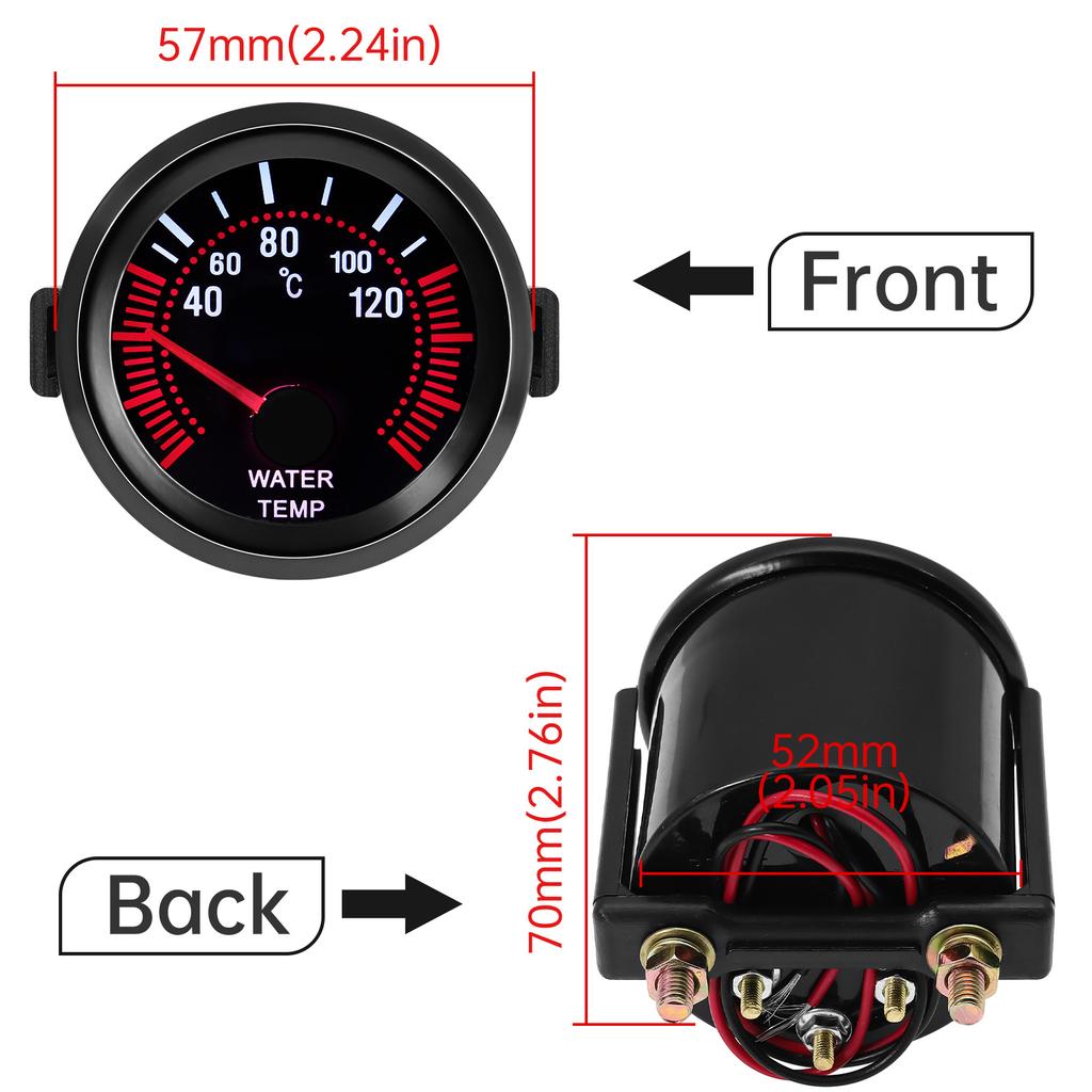 HD 52mm Car Water Temperature Gauge 40~120 ℃ with Water Temp Sensor 10mm 1/8NPT Car Racing Gauge Holder White Light Meter