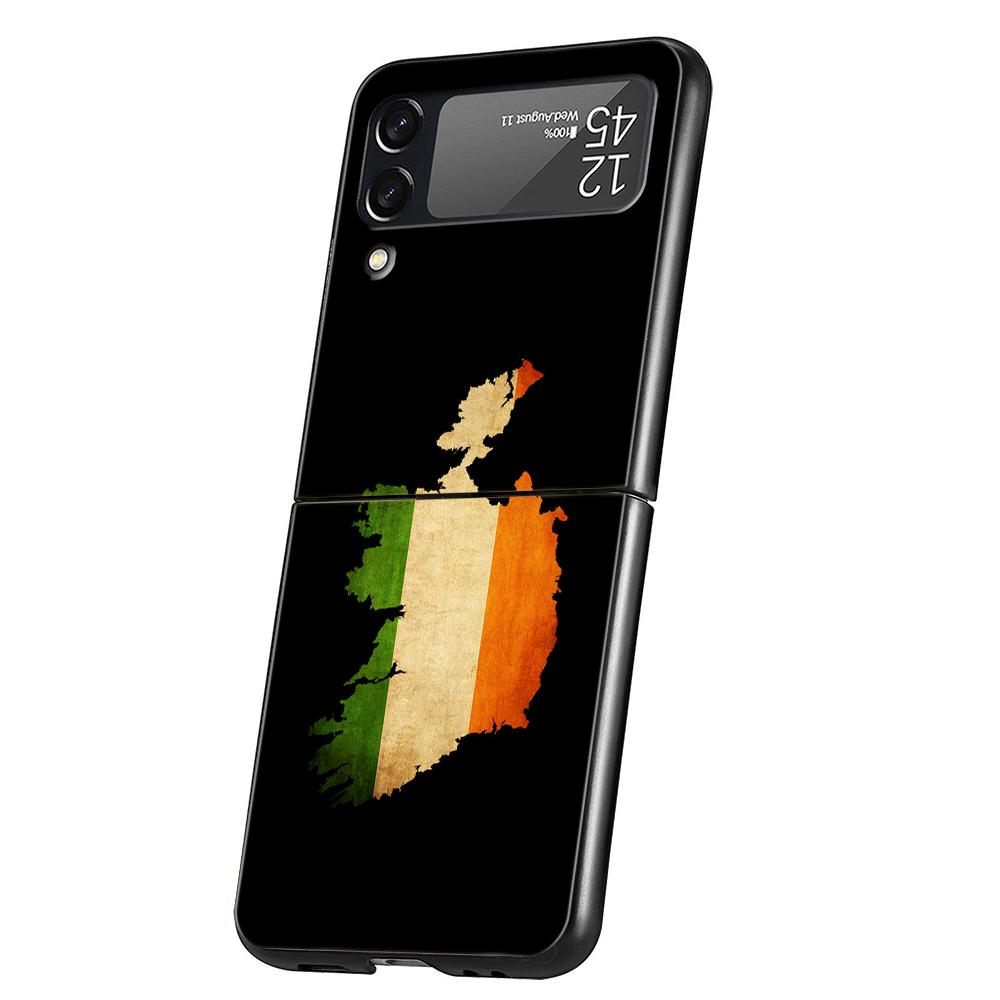 Ireland Flag Phone Case For Samsung Galaxy Z Flip 3 4 5 6 7 Hard Black Folding PC For Samsung Z Flip3 Flip4 Flip5 Cover