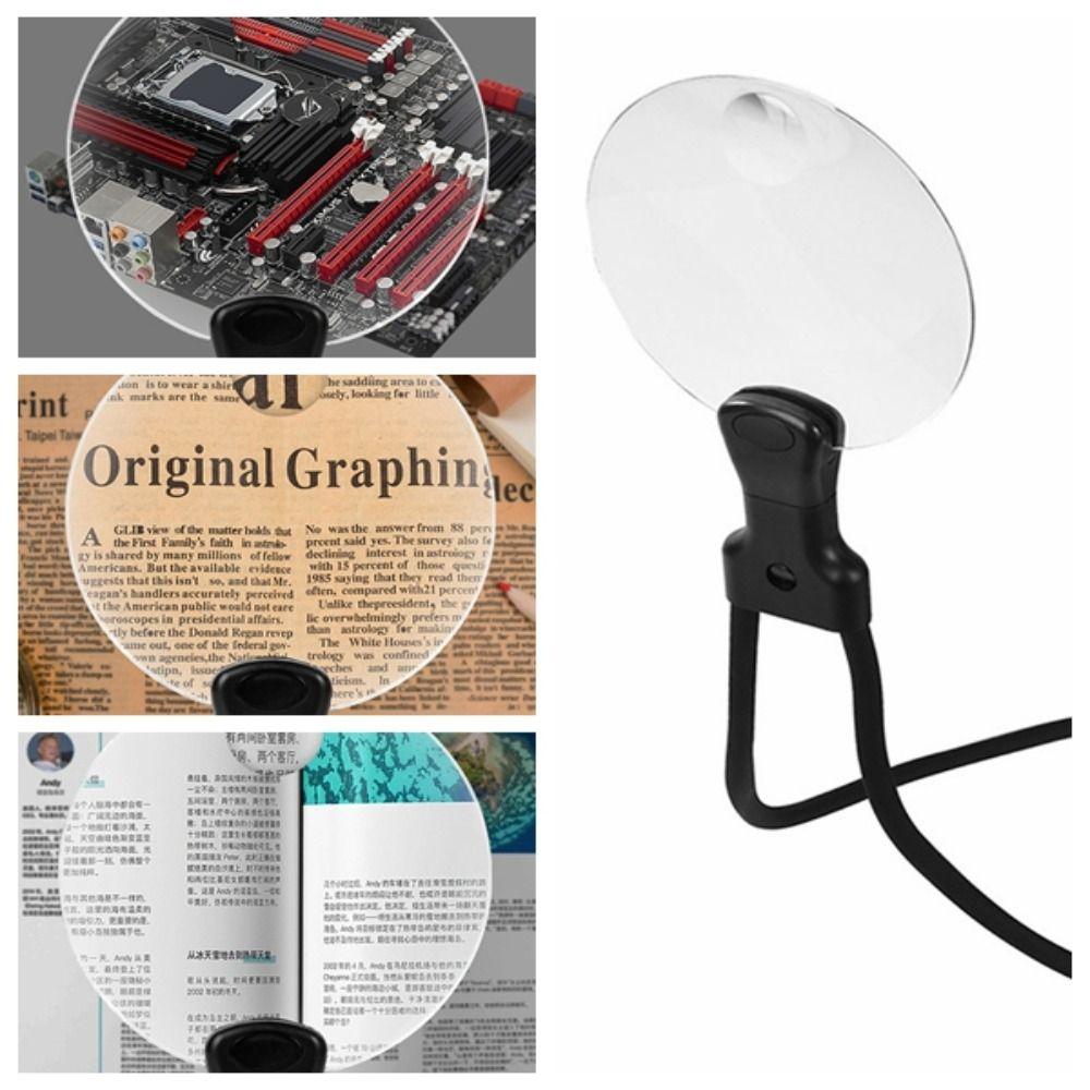 

Reading 3X/10X Magnifying Glass Neck Hanging Adjustable Magnifier Detailed Working чорний