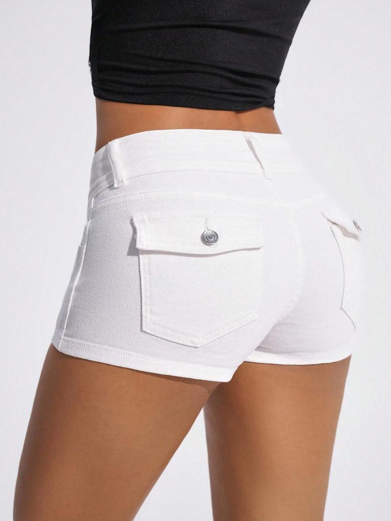 European & American Style Women's High-Waisted White Denim Shorts - Sweet Girl Style