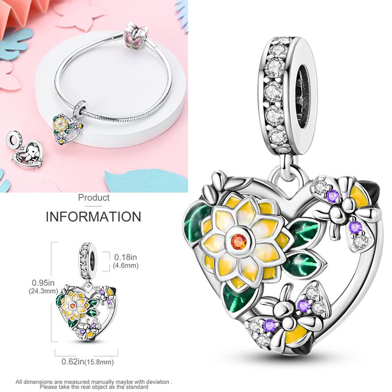 Neuer 925er Silber Kaktus Kleeblatt Anhänger Frühlingsgrüne Serie Perlenanhänger Für Original Perlenarmband DIY Schmuck