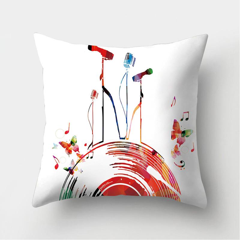 Cushion Cover Pillow Sofa Decorative Pillowcase Musical Instrument Pattern
