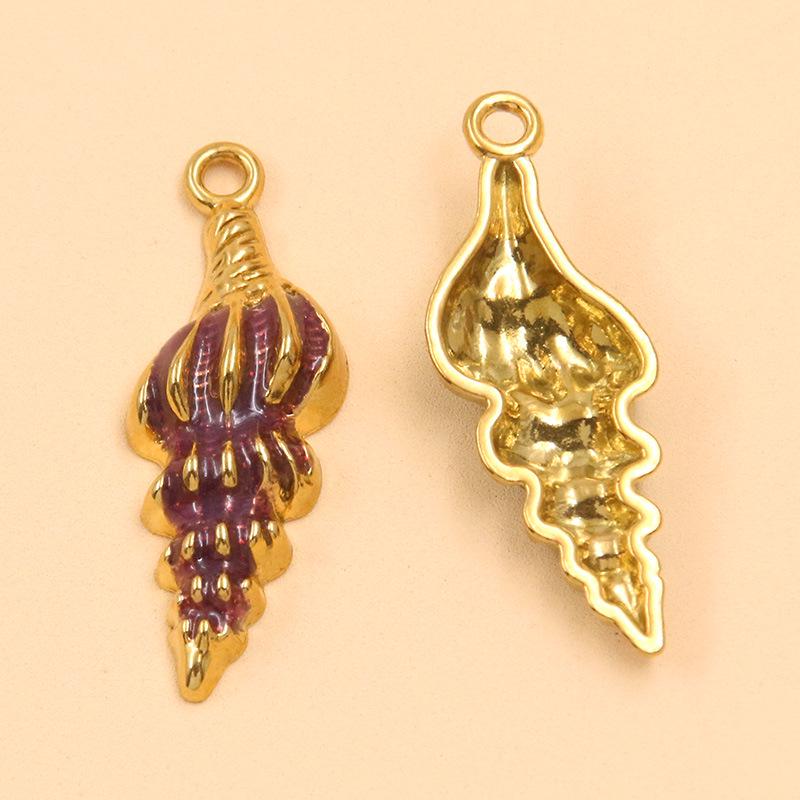 Ocean-Themed Stainless Steel Seashell Conch Pendant Jewelry Accessories