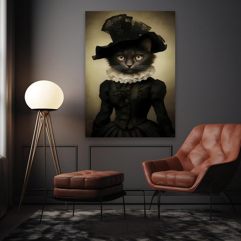 Dark Academia Decor Posters Animal Black Cat Wall Art Gothic Prints Aesthetic Room Wall Decoration Canvas Painting Modern Decor