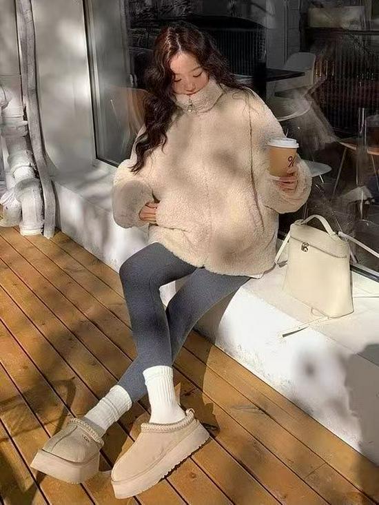 Giacca da Donna in Pile Peluche con Fodera: Lana d'agnello sintetica spessa, Taglie forti, Velluto double-face, Cappotto Autunno/Inverno