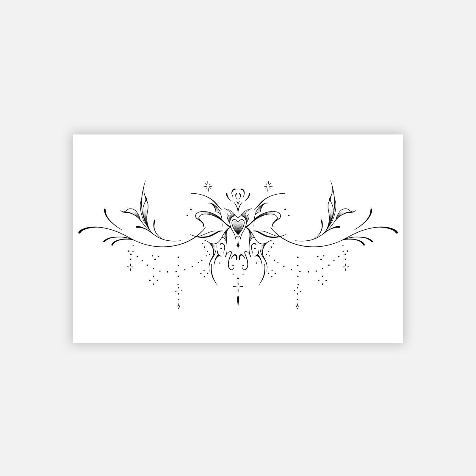 Tattoo Sticker Butterfly Wings, Tassel Mark Tattoo Sticker Waterproof Sexy Female Back Waist Tattoo Sticker 19*12