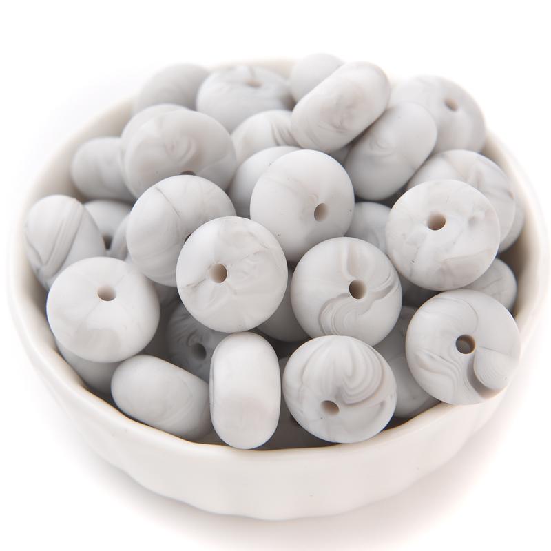 

14mm 50Pcs Mini Abacus Silicone Beads Food Grade Saucer Loose Beads for Baby Teether Necklace Pacifier Clip Jewelry Making