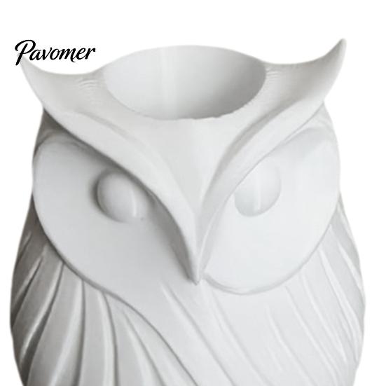 Frosted Texture Pen Holder 3D Printed Owl Holder, 2 in 1 Flower Vase Pencil Desk Organizer, Cute Plastic Makeup Brush Home Office Decor