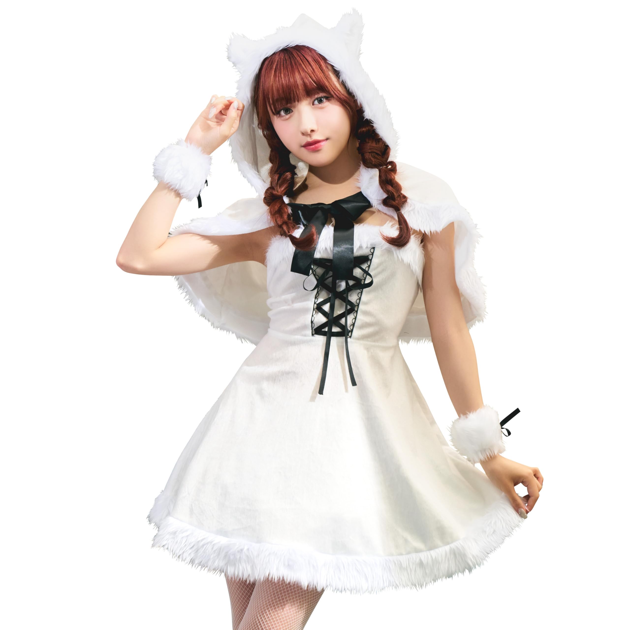 

Clearstone Мими Ноэль Косплей Рождественский Кот Санта Размер Белая Накидка, Женский, M, белый