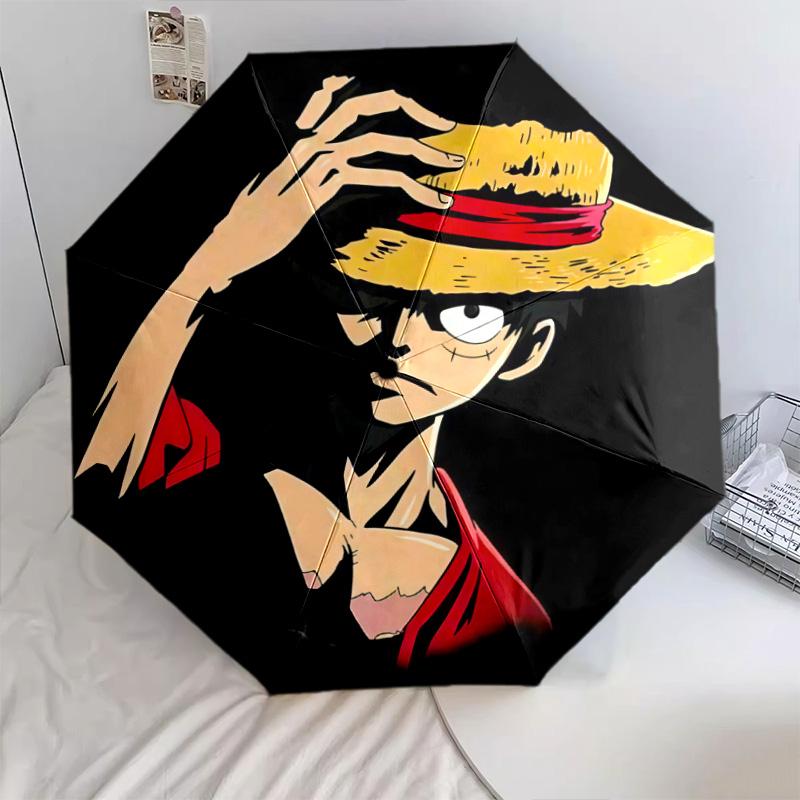 1 PC Automatic Folding Umbrella - One Piece Monkey D Luffy Pattern Portable Foldable Design With 8 Ribs Christmas Birthday Gifts