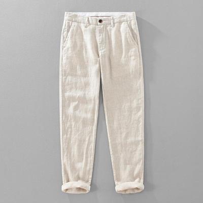 Herren Leinen Frühling-Herbst Business Casual Gerade Hose Modetrend