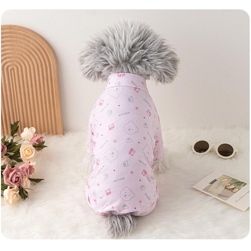 Dog Cat Soft Pajamas Jumpsuit Bears Design Puppy Sleepwear Nightshirt Clothes Pure Cotton Pet Apparel