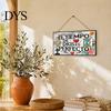 Handmade Wood Hanging Sign Spanish Religious Prayer Wall Ornament with Rose Cross Flower, Living Room Ornaments Wooden Decorative Pendant for Bedroom