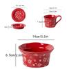 Christmas Series Tableware Relief Plate Red Snowflake Pattern Steak Western Dish Plate Simple Ceramic Dessert Bowl Mug