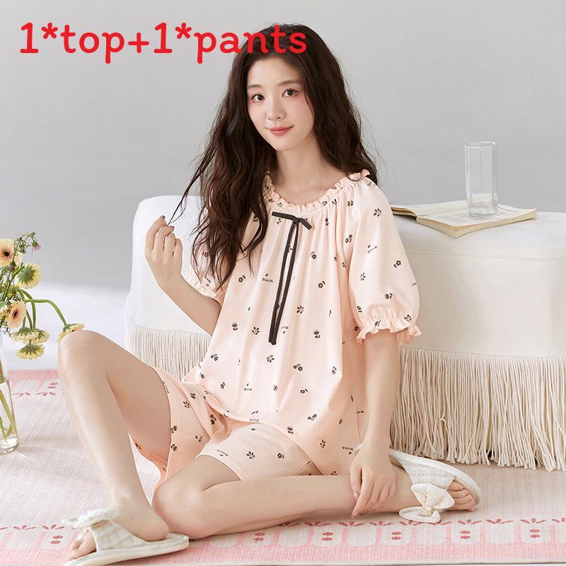 Casual Cotton Shorts And Shirt Set For Women Summer Lounge Sleepwear Comfortable And Breathable