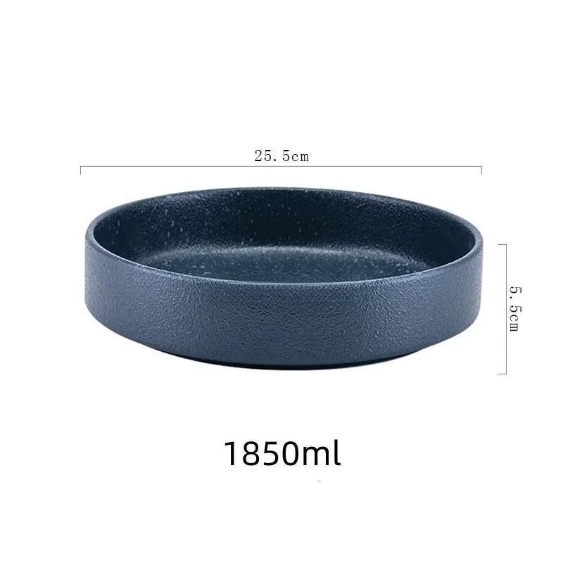 Simple black and white deep soup plate Western dish round dish salad plates frosted ceramic large baked plate household dishes