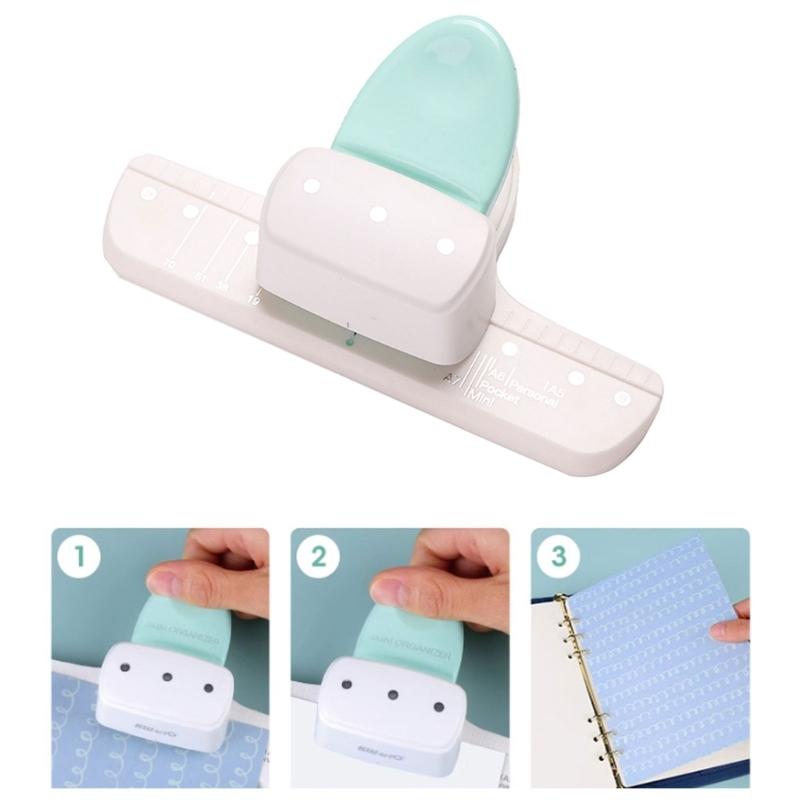 3 Hole Puncher 4mm Round Hole Punches Machine 19mm Hole Spacing for Binder Notebook Scrapbooking Paper Punching Tool