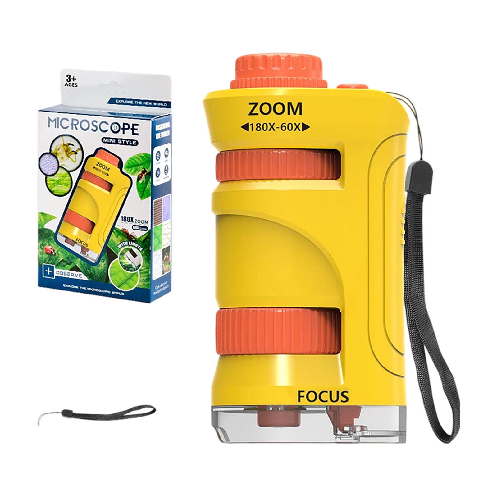 

Portable Handheld Microscope, 60X-180X Adjustable Magnification Educational Science Toy For Children , Pocket Microscope One Size жовтий