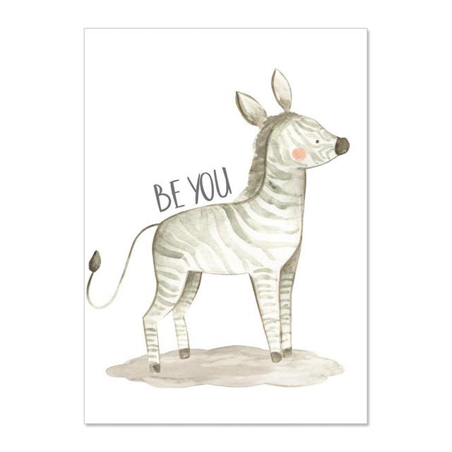 Cute Cartoon Animal Giraffe Lion Nursery Wall Art Canvas Painting Posters And Prints Wall Pictures Baby Kids Room Décor No Frame