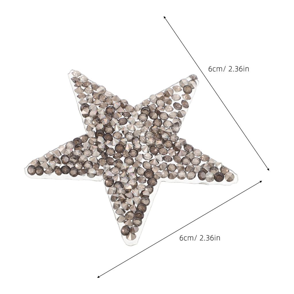 6Pcs Sparkly Rhinestone Iron on Patches DIY Star Shape Heat Transfer Appliques for T Shirts Jeans Jackets Party Decor Clothing