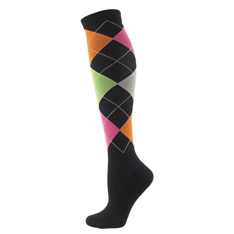 Huayasx Sports Compression Socks Pressure Rhombic Stripes Ball Love Hearts Stars Leopard Arrow Elastic Stockings Outdoor Sports