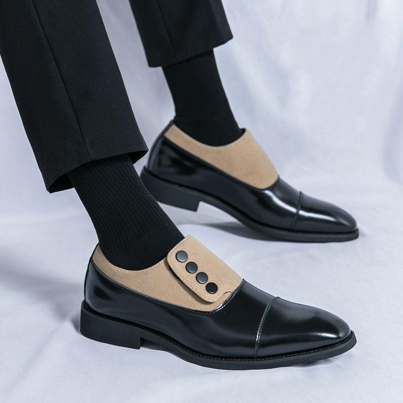 Men's British Style Formal Monk Strap Derby Dress Shoes for Weddings and Business Attire