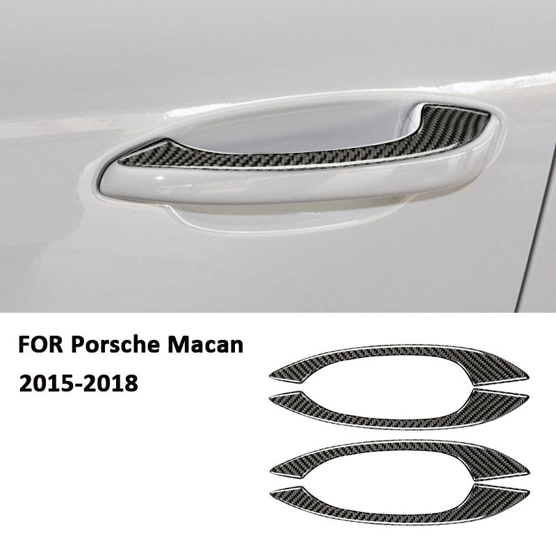 Для Porsche Macan 2015-2018 Декоративные накладки-полоски на внешние ручки дверей из углеродного волокна Наклейка Декорация Внешние аксессуары чёрный