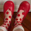 Round Head Flat Bottom Small Red Shoes Retro Niche Grandma Shoes New Leather Shallow Mouth One Pedal Big Head Single Shoes Women