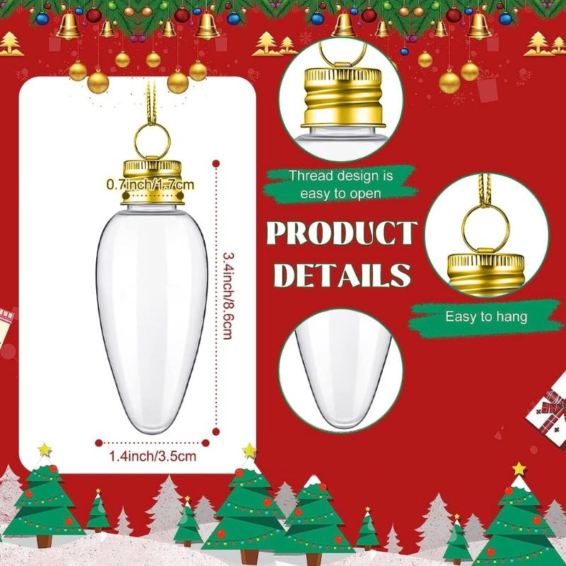 Set of 20 Clear Fillable Christmas Hanging Ornament Delicate Craftable Baubles for Holiday Tree Decoration and Parties