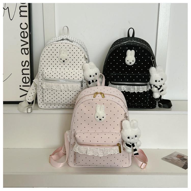 Schoolbag New Cute Cartoon Star Polka Dot Backpack Korean Versatile Plush Large-capacity Schoolbag College Girl Backpack