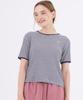 THE-ABON Fisherman Cotton Stripe Short Sleeve T-Shirt Khaki