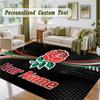 Crystal Velvet Square Rug Custom NameEngland Rugby Pattern Non Slip Home Floor Decor Rug