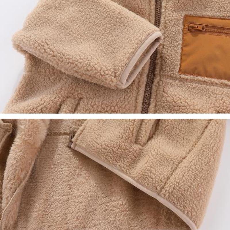 Giacca da Ragazzo Autunno Inverno Calda Pile Cappotti per Bambini Moda Cerniera Capispalla Peluche Bambini