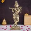 Lord Krishna Standing Murti, Big Size Kanha Playing Flute Idol, Brass -10 Inch
